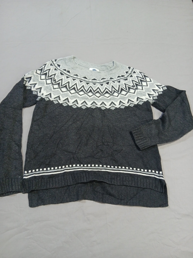 Old Navy Grauer und Weißer Strickpullover
