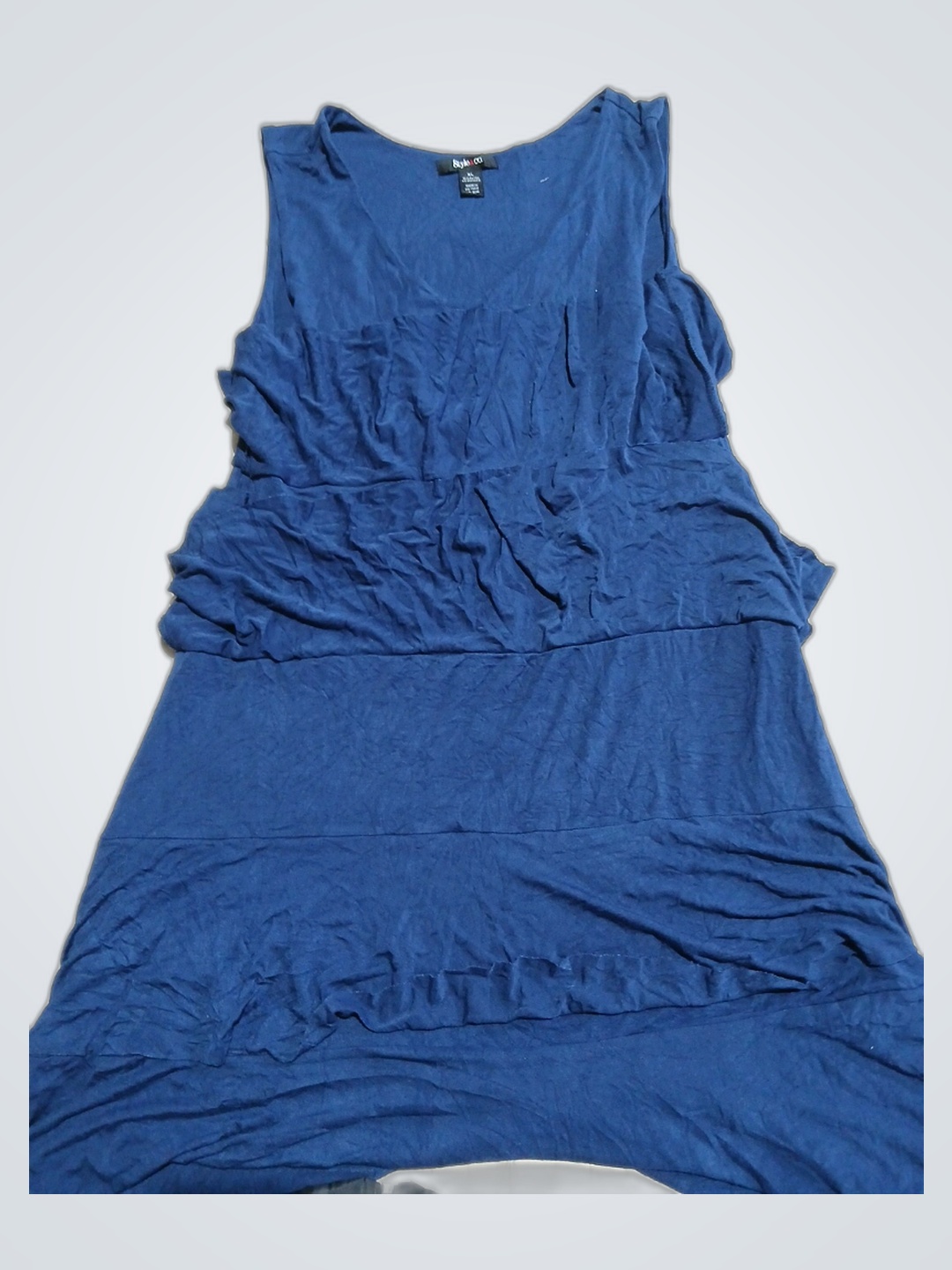 Blue Ruffled Sleeveless Top