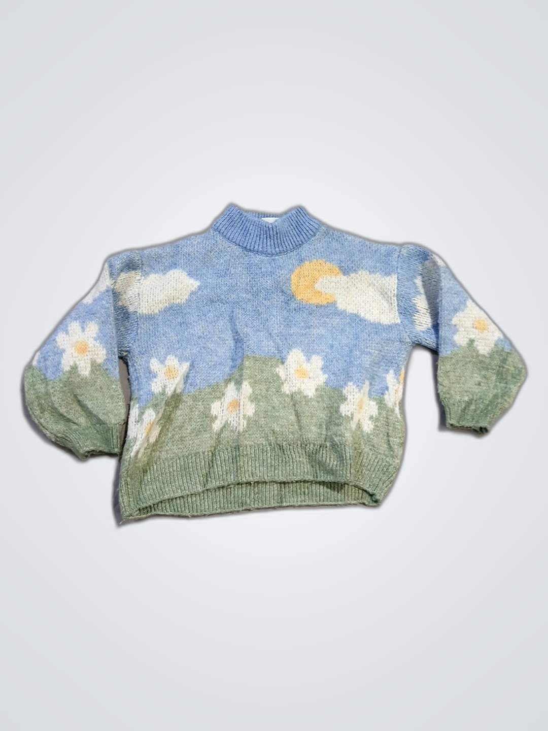 Knit Sweater with Floral Design