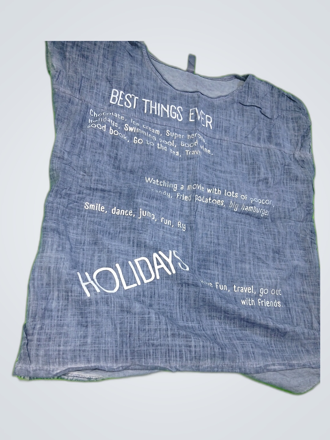 Gray Sleeveless Top with Holiday-themed Print