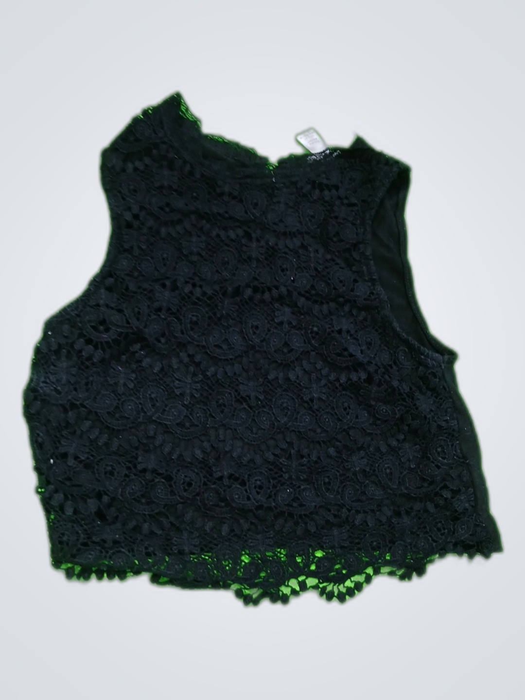 Black Lace Trim Tank Top