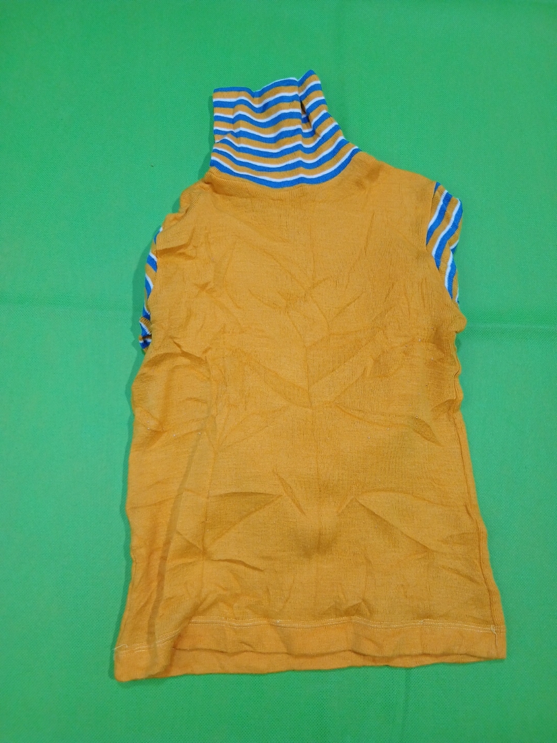 Maglione a maniche a righe gialle e blu