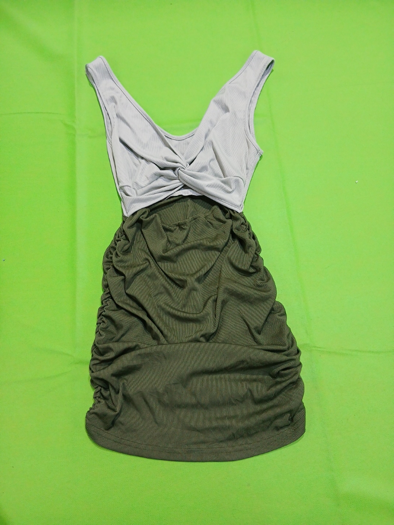 Olive Green and White Dress