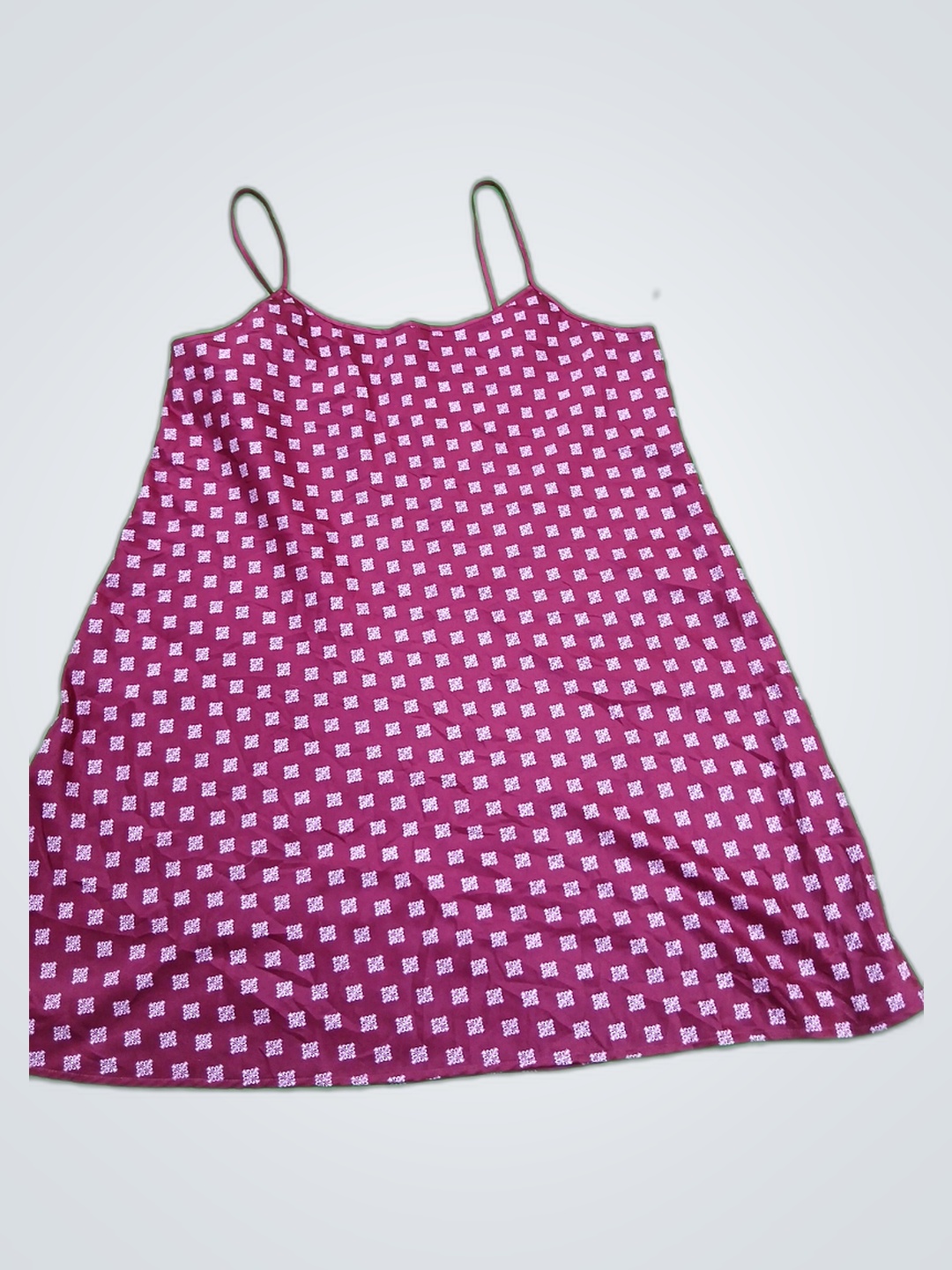 Pink Spaghetti Strap Dress with White Pattern