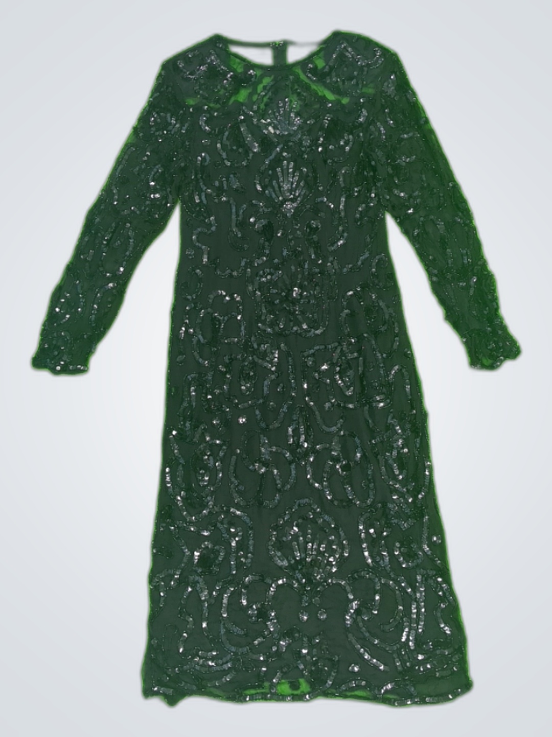 Black Sequined Silk Midi Dress