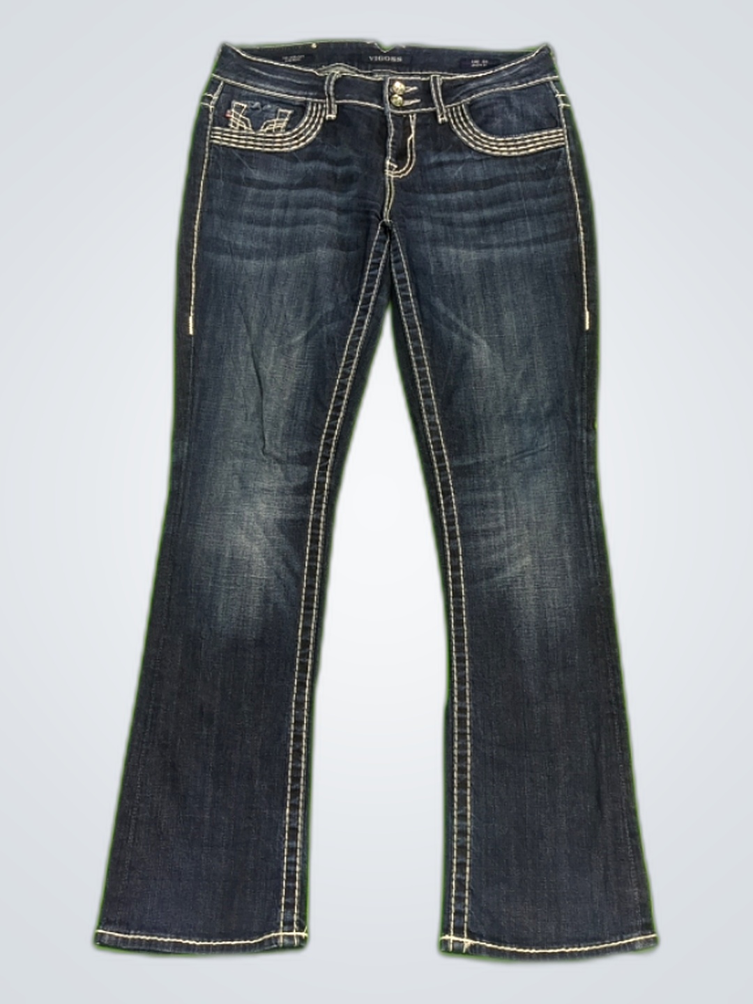 Dark Blue Jeans with White Stitching