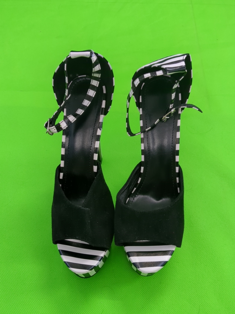 Unbranded Black and White Striped Platform Heels