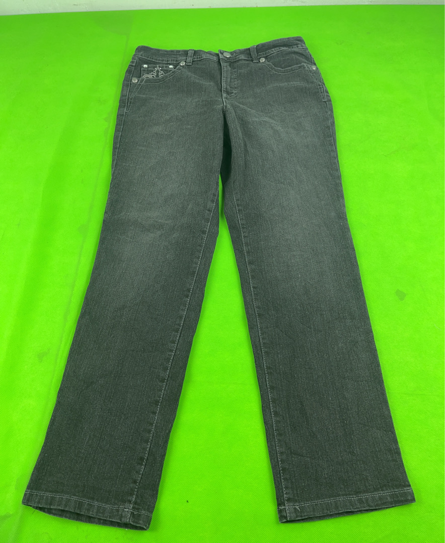 Gray Jeans with Embellished Pockets