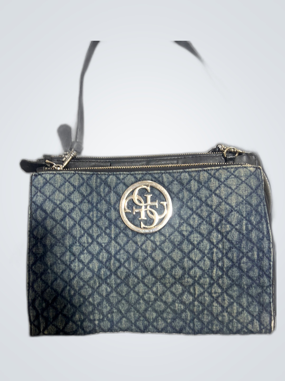 Guess Denim Quilted Shoulder Bag
