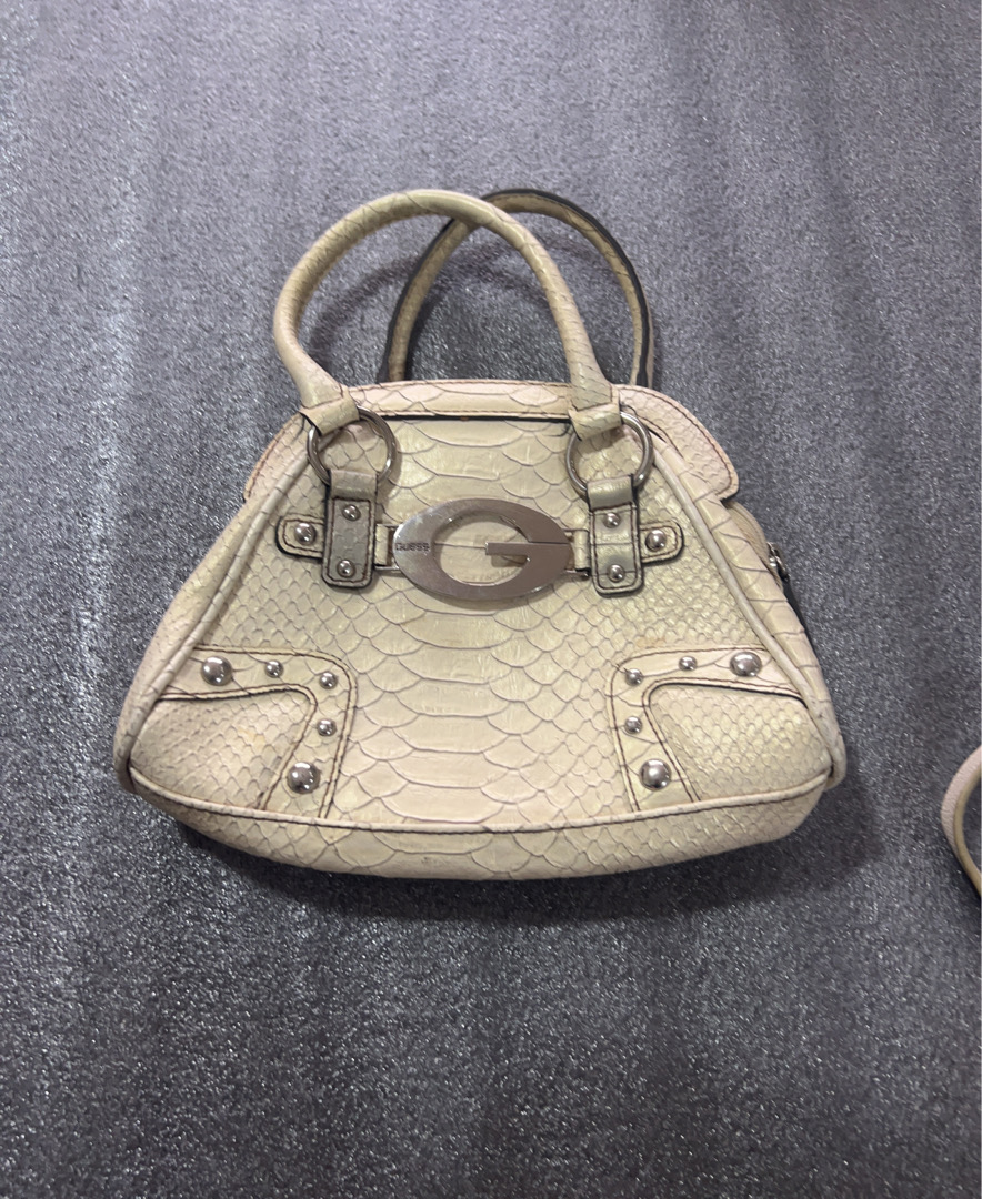 Guess Beige Snakeskin Small Handbag