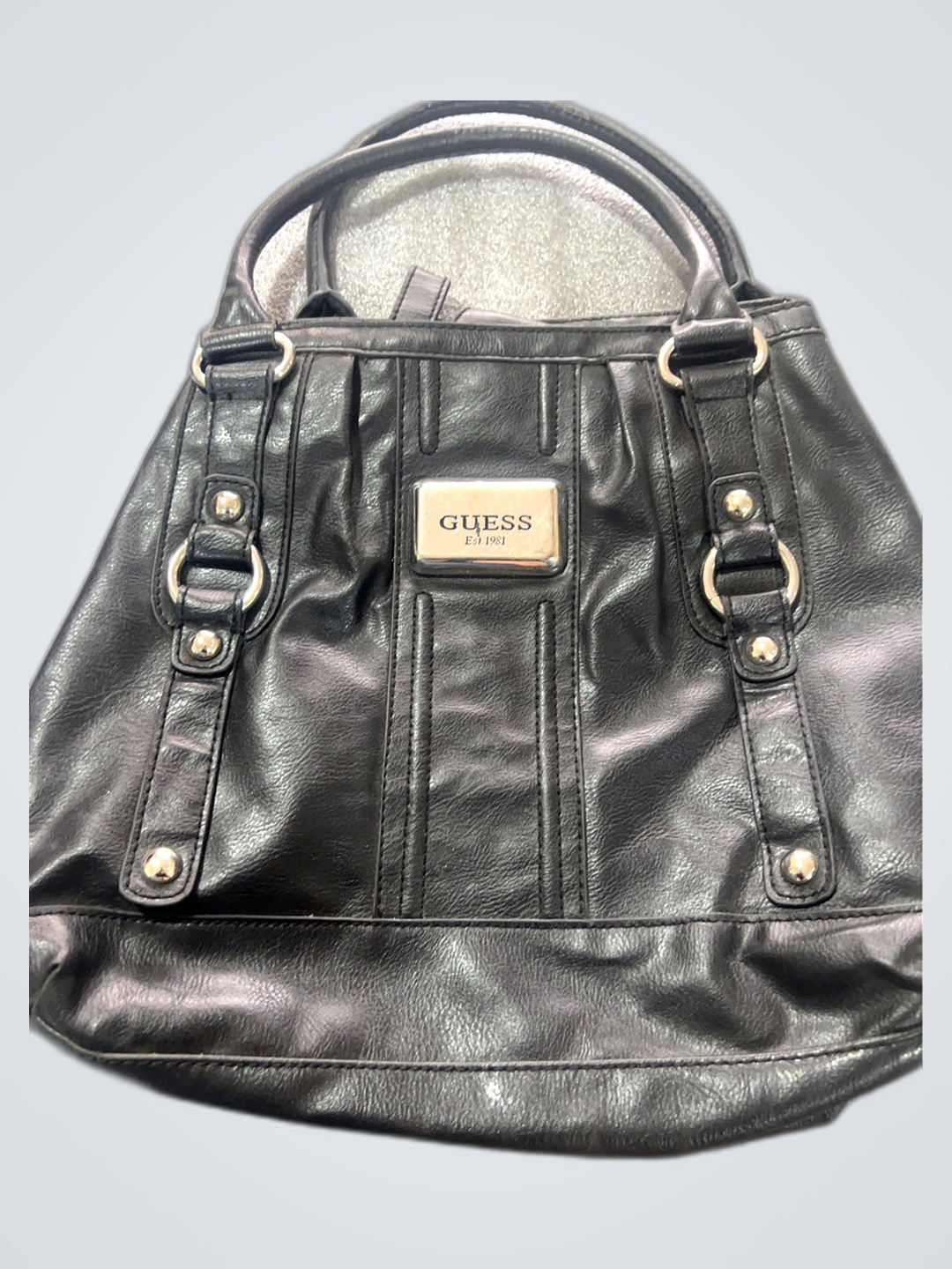 Guess Black Leather Tote Handbag