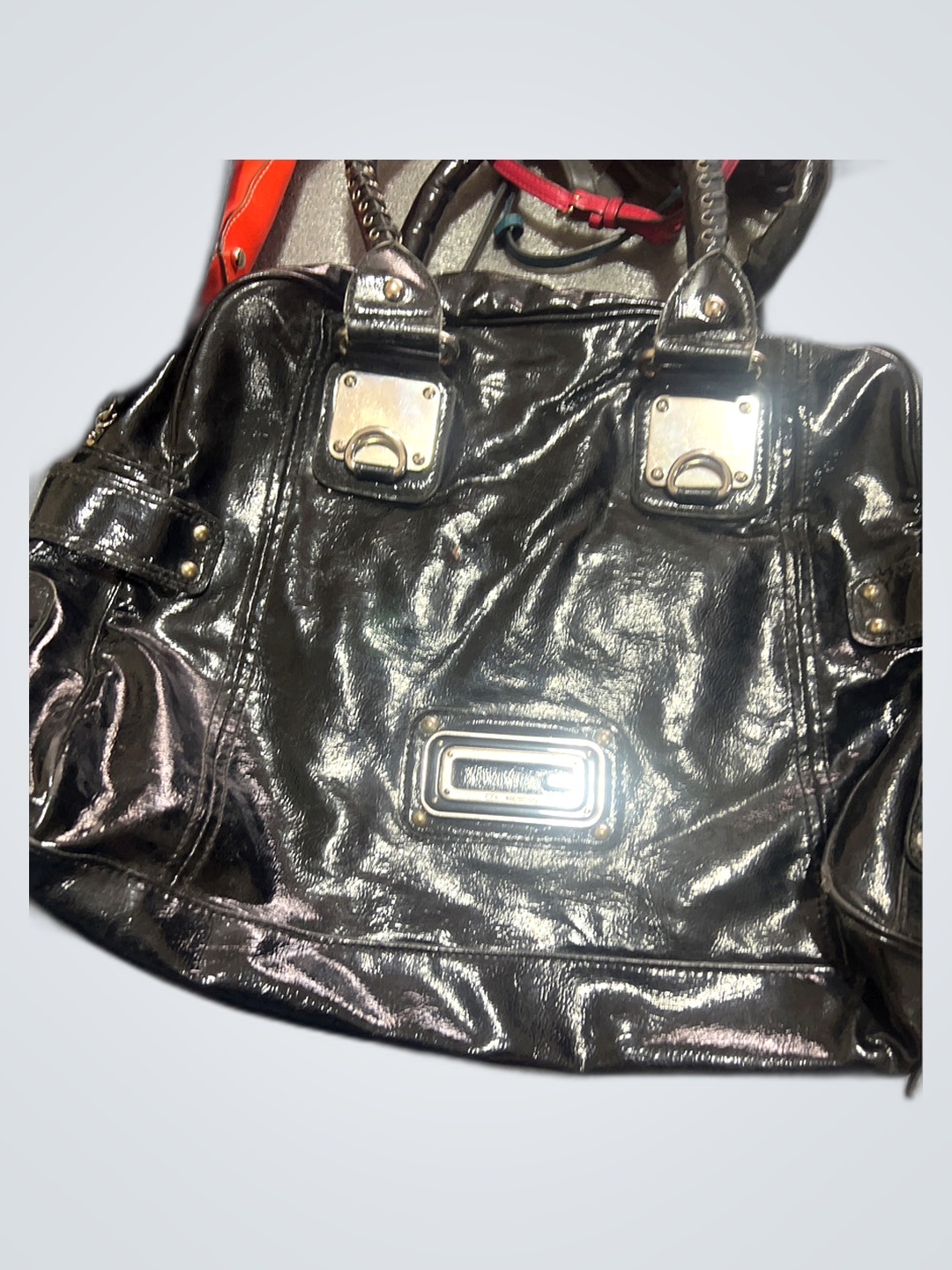 Guess Black Patent Leather Tote Bag