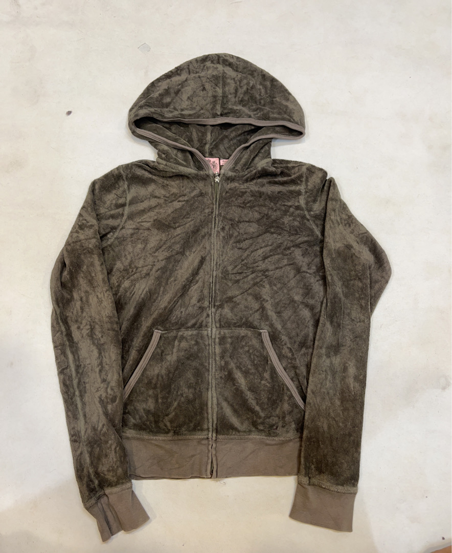 Juicy Couture Gray Velour Hooded Zip Jacket