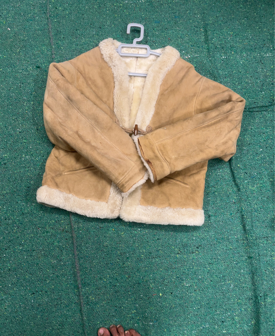 Tan Suede Jacket with Fur Trim