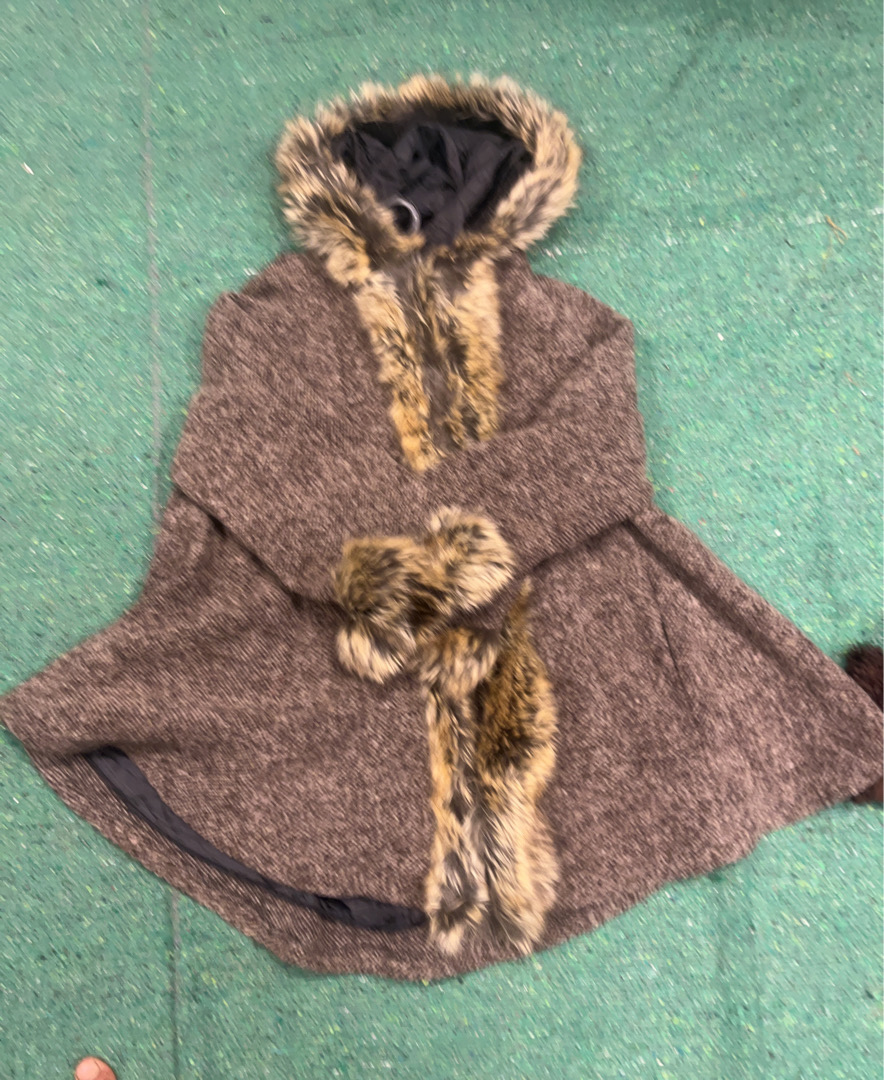 Brown Fur Trimmed Poncho