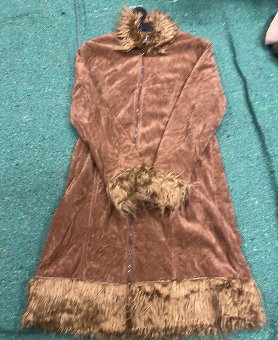 Bansida Braun Wildlederjacke mit Pelzbesatz