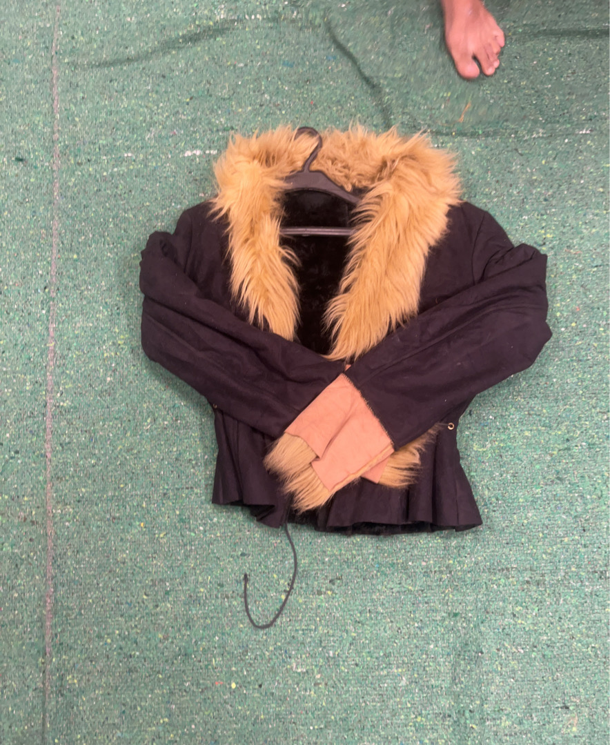 Black Jacket with Tan Fur Trim