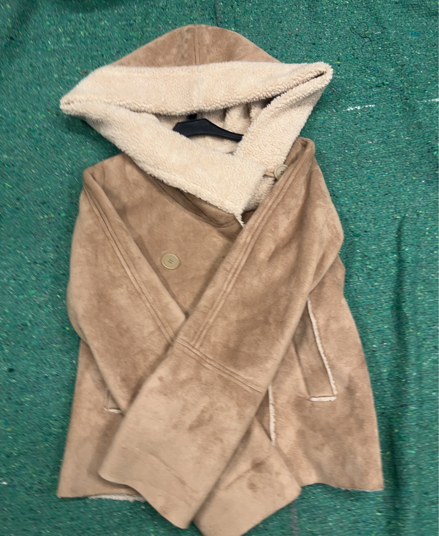 Kookai Tan Suede Hooded Jacket