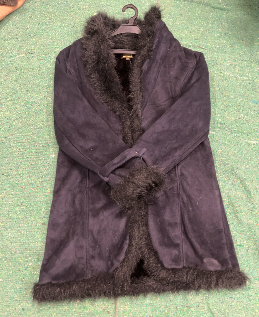 Alyssa K Fur Trim Suede Coat