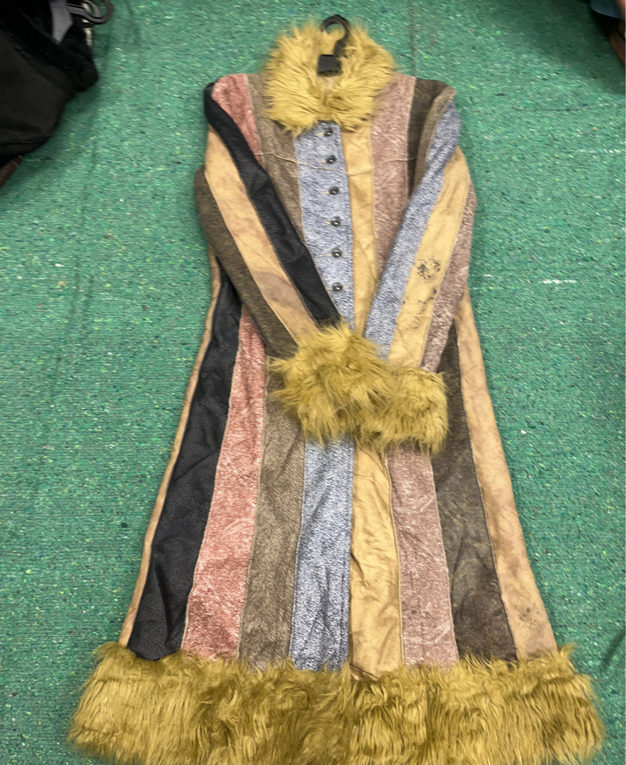 Multicolored Fur-Trimmed Coat