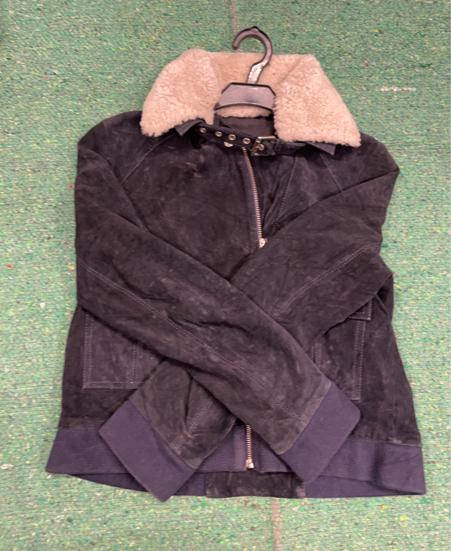 Black Suede Jacket with Fur Collar