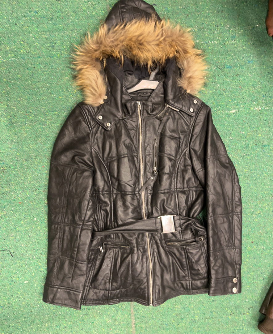 Oakwood Leather Parka with Fur Hood