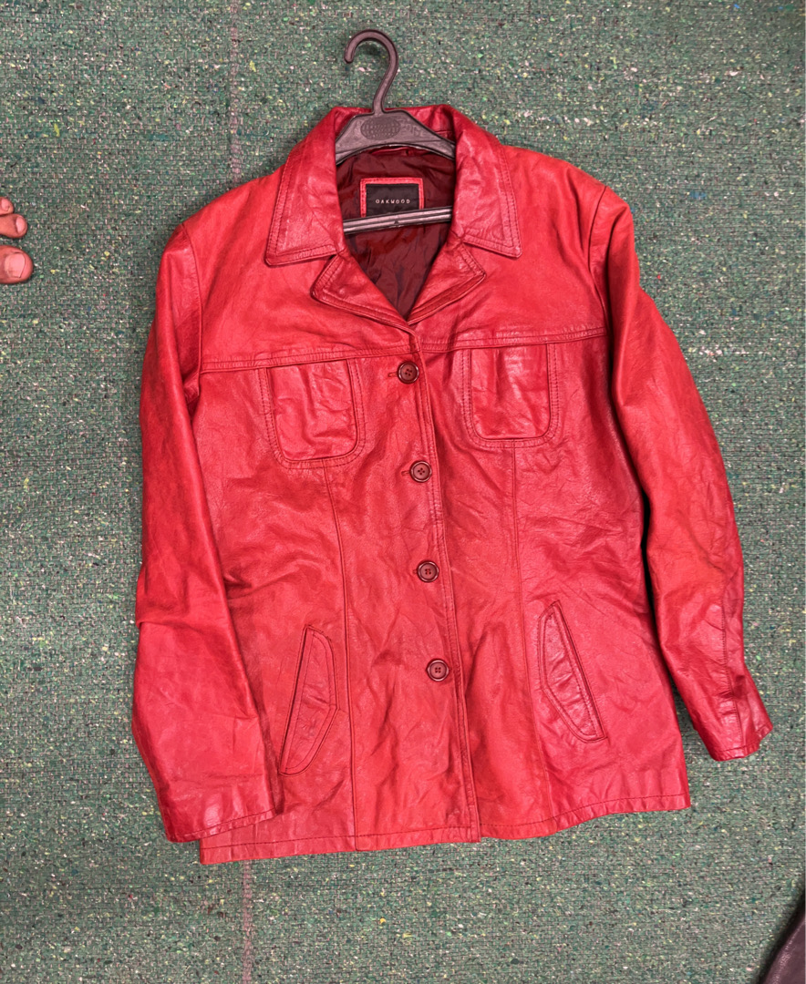 Veste en cuir rouge Oakwood
