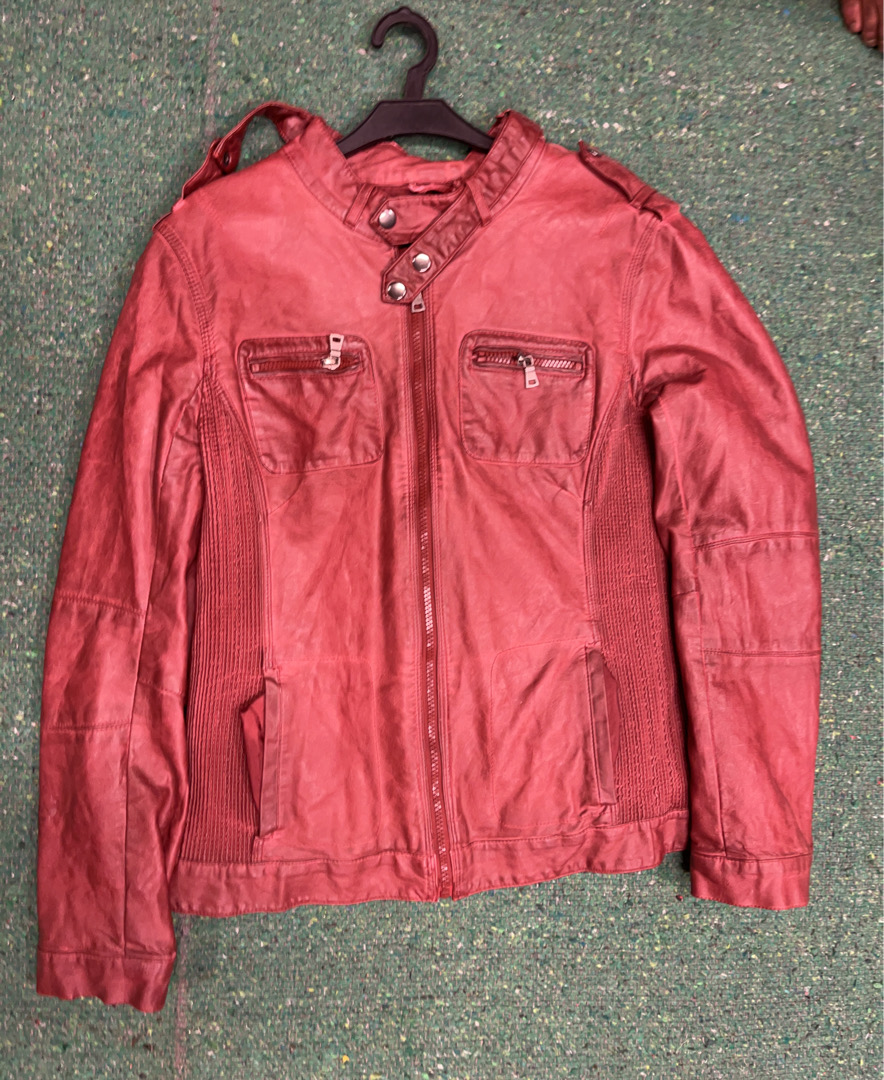 Veste en cuir rouge Yessica