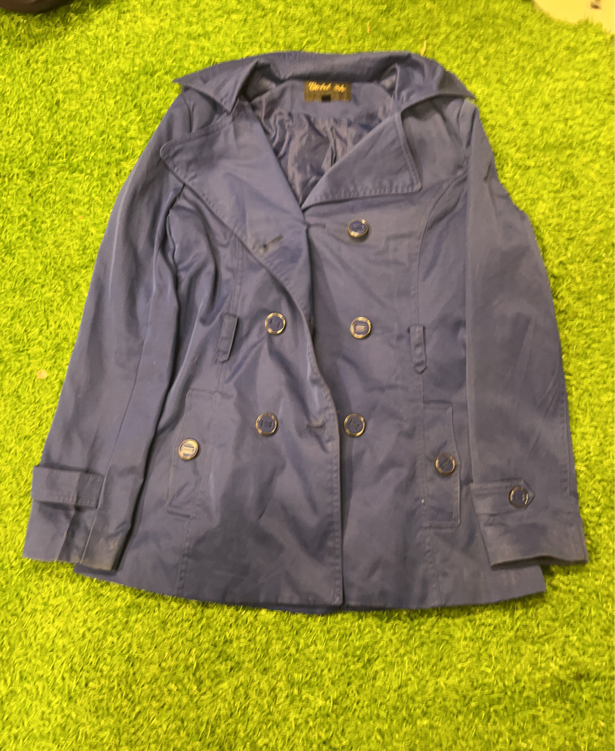 Gold Elk Blue Trench Coat