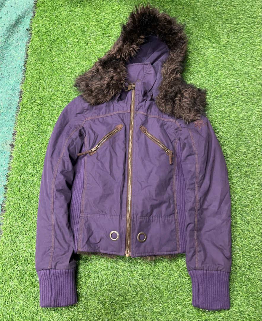 Miss Sixty Purple Winter Jacket with Fur Hood