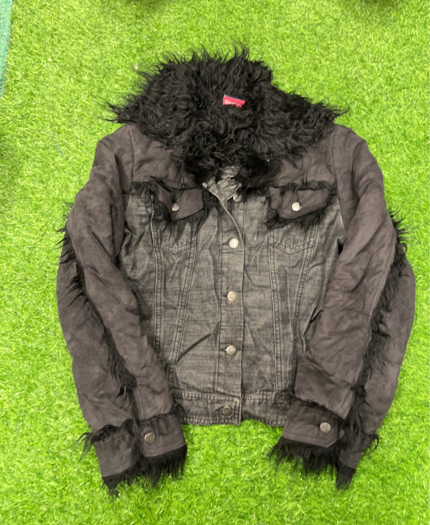 Fishbone Black Faux Fur Jacket