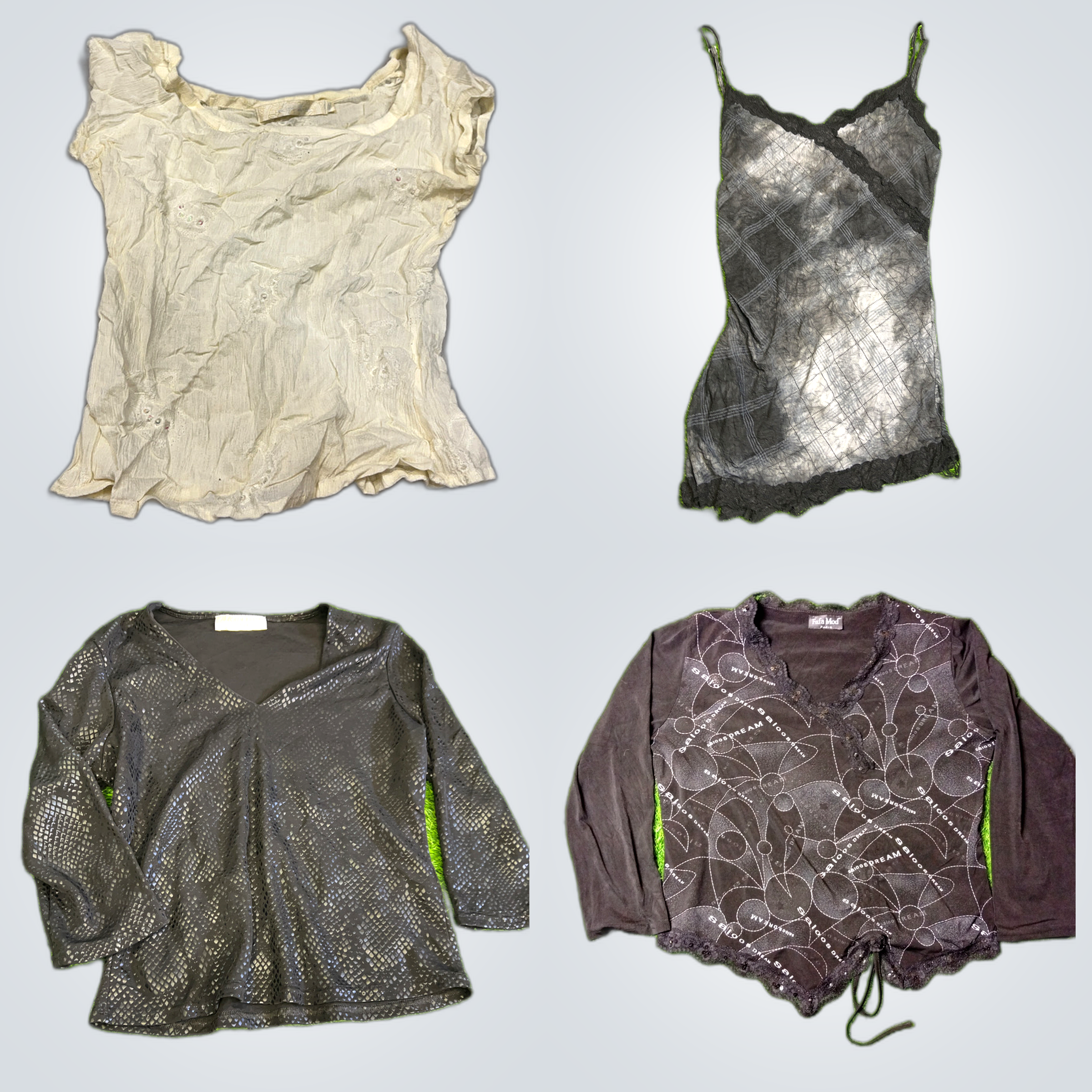 Ensemble Glam : Dentelle, Imprimés & Tops Transpar..