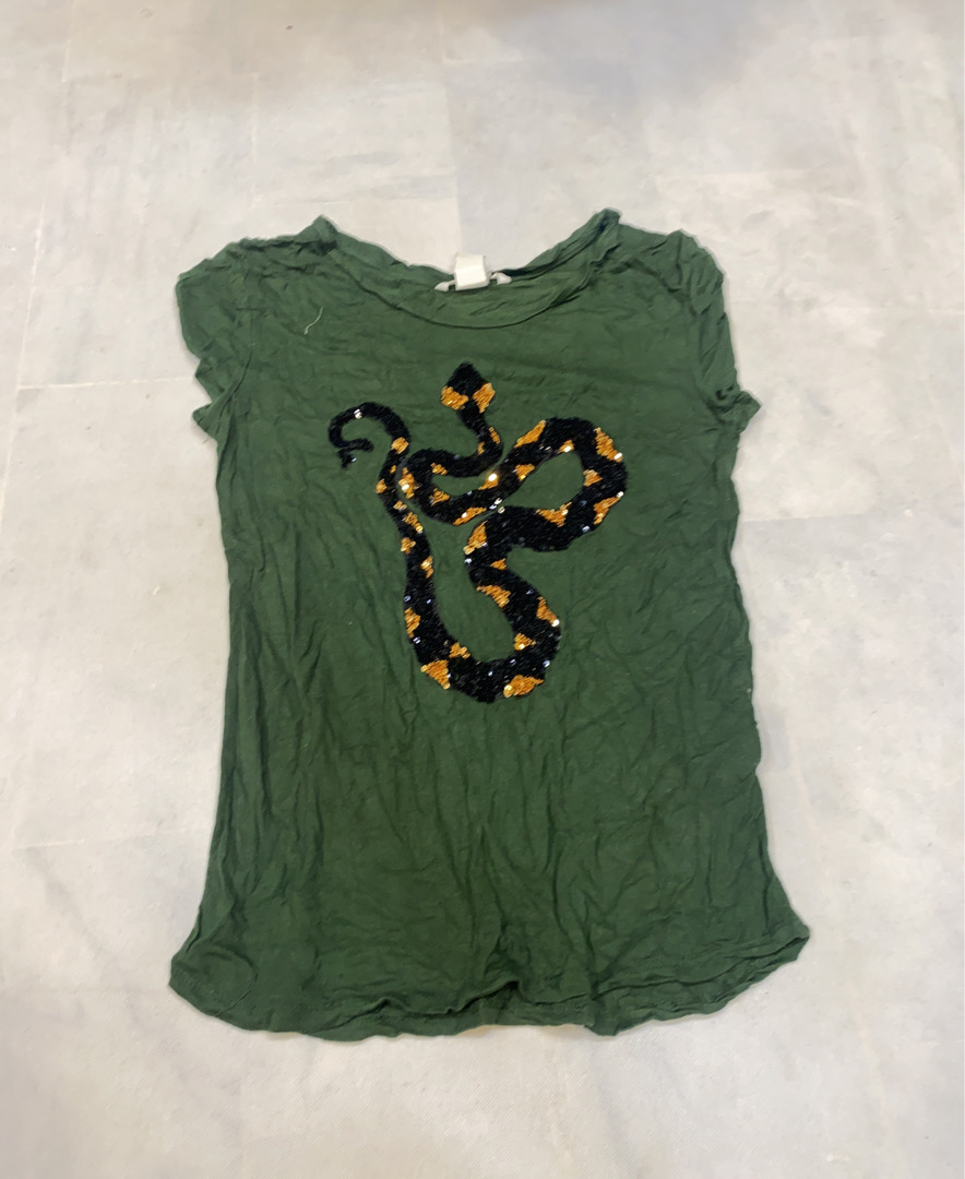 Green Sequined Snake T-Shirt