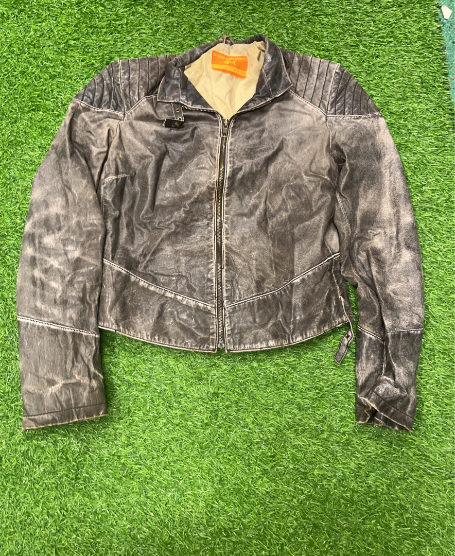 Fishbone Gray Leather Jacket