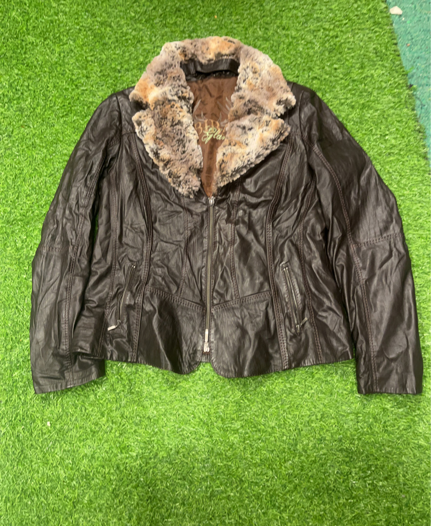 Biba Glam Lederjacke mit Fellkragen