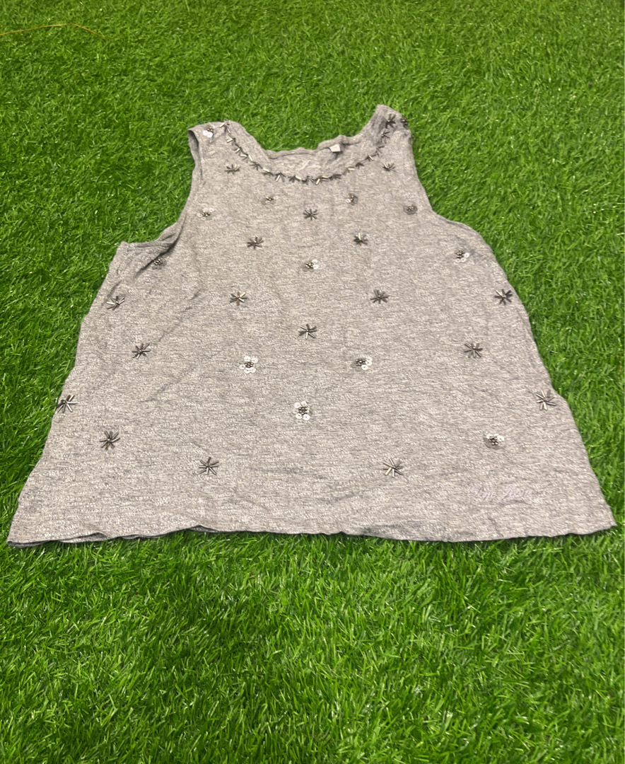 Gray Embellished Tank Top