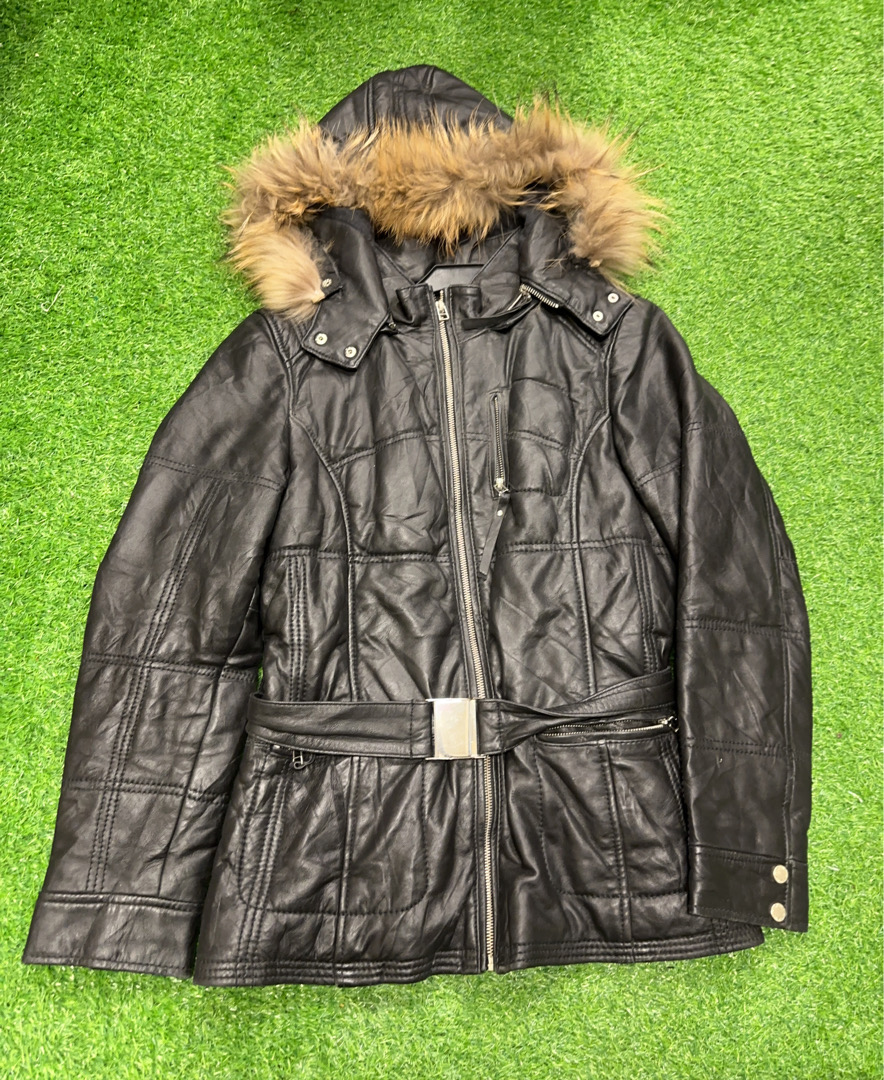 Oakwood Leather Parka with Fur Hood