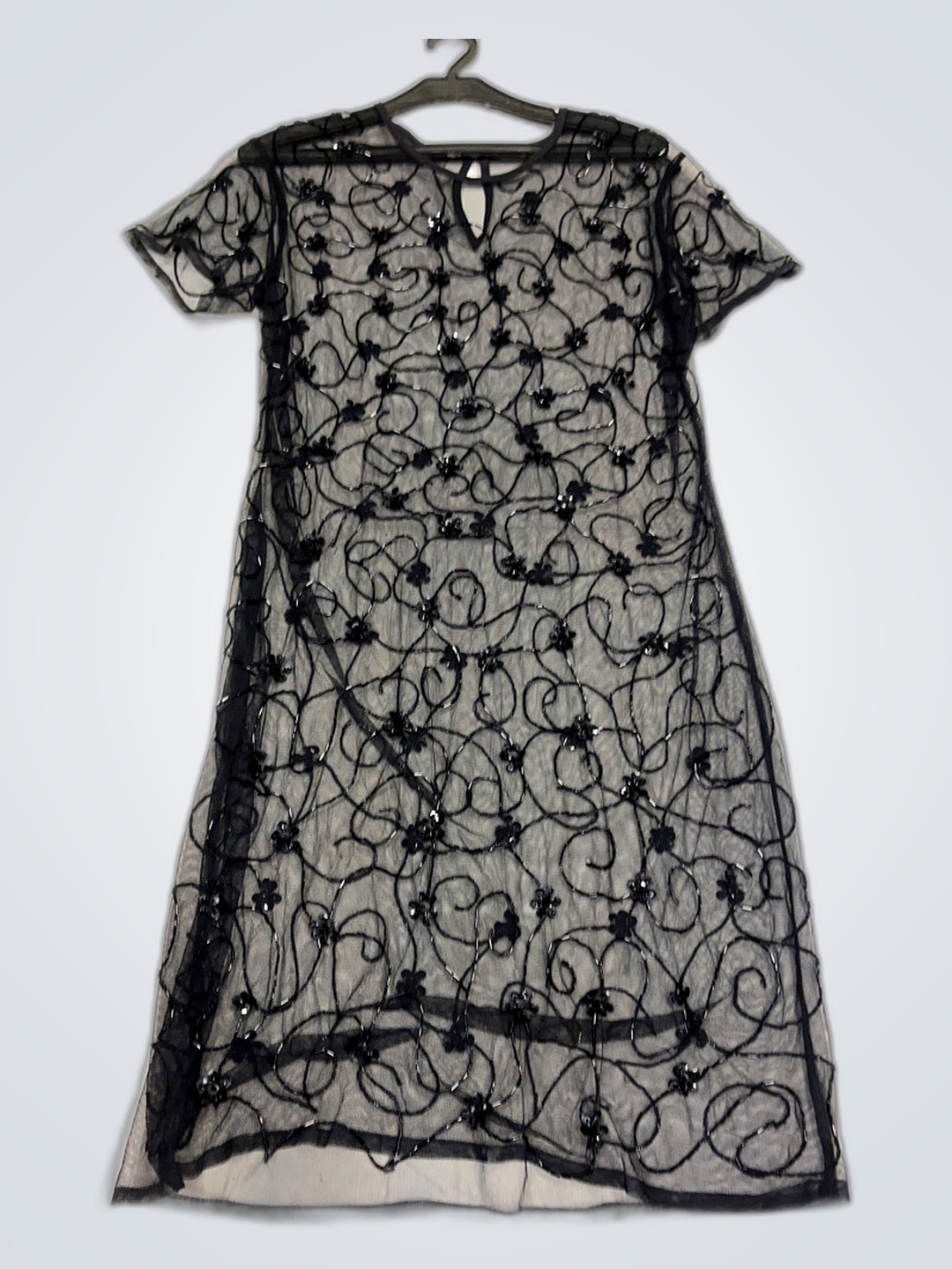 Sheer Black Floral Dress