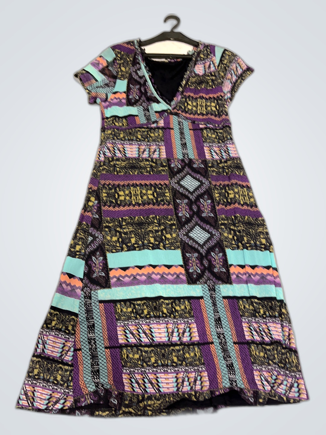 Multicolored Patterned Dress