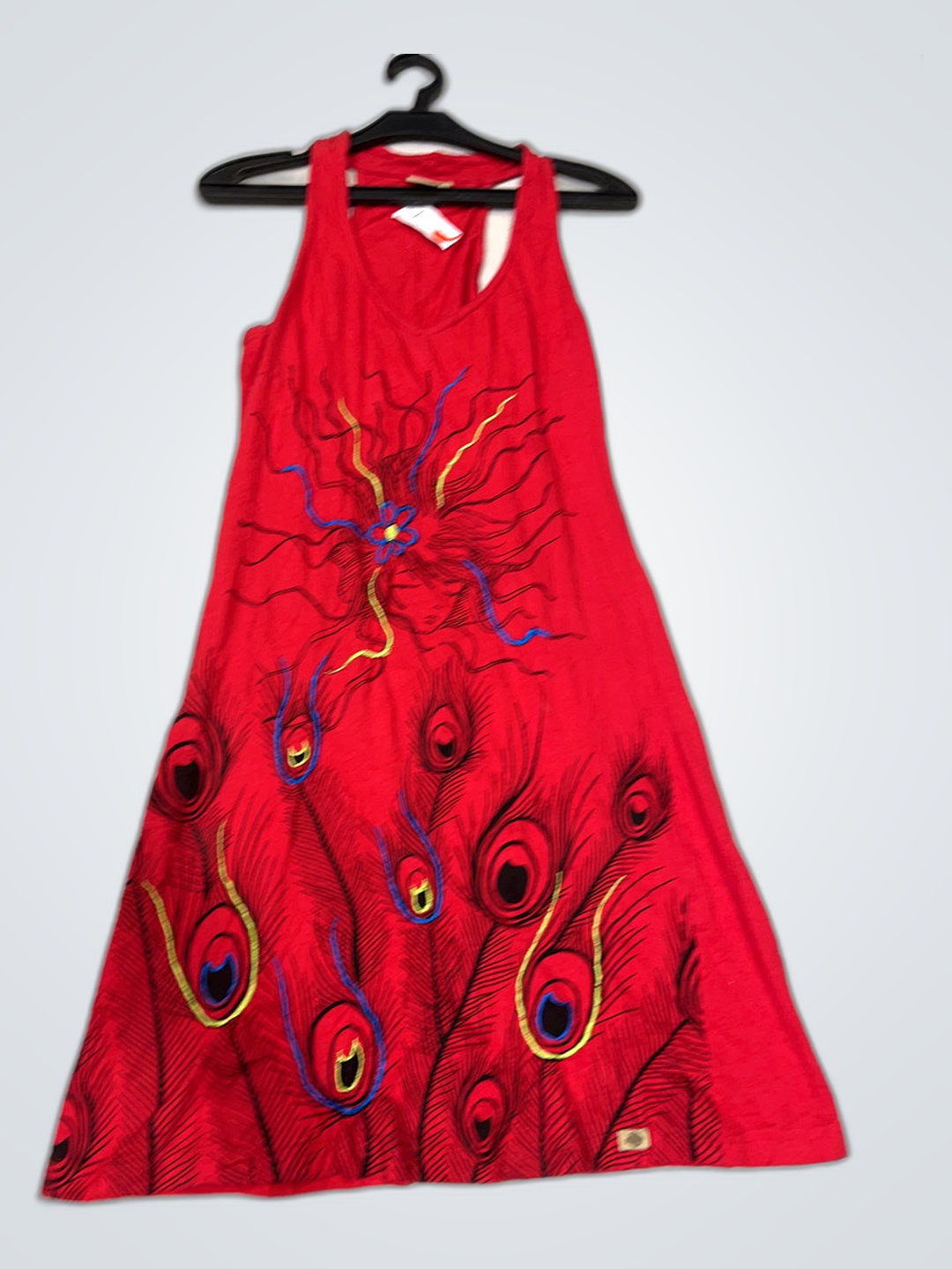Alltag Berlin by Chapati Embroidered Red Midi Dres..