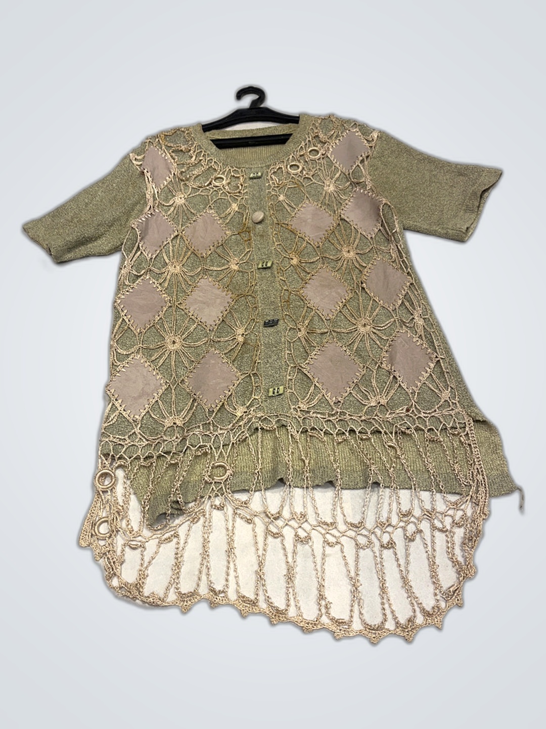 Marco Polo Green Crochet Cardigan