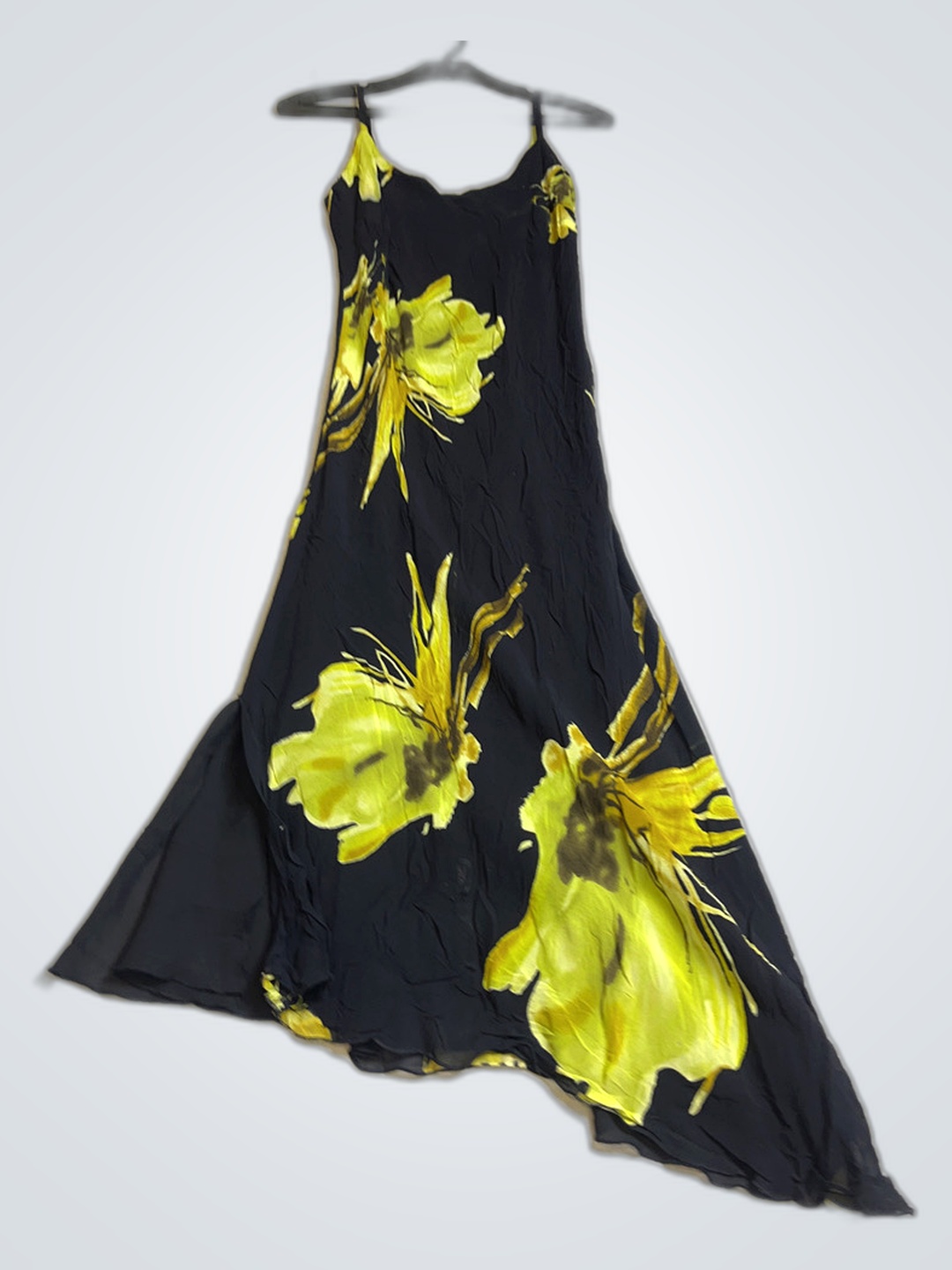 Vestido Floral Preto e Amarelo