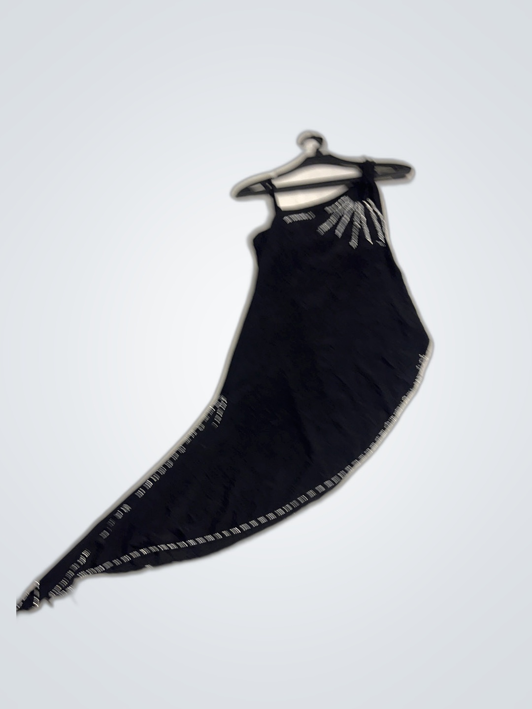 Black Evening Dress with White Embellishments