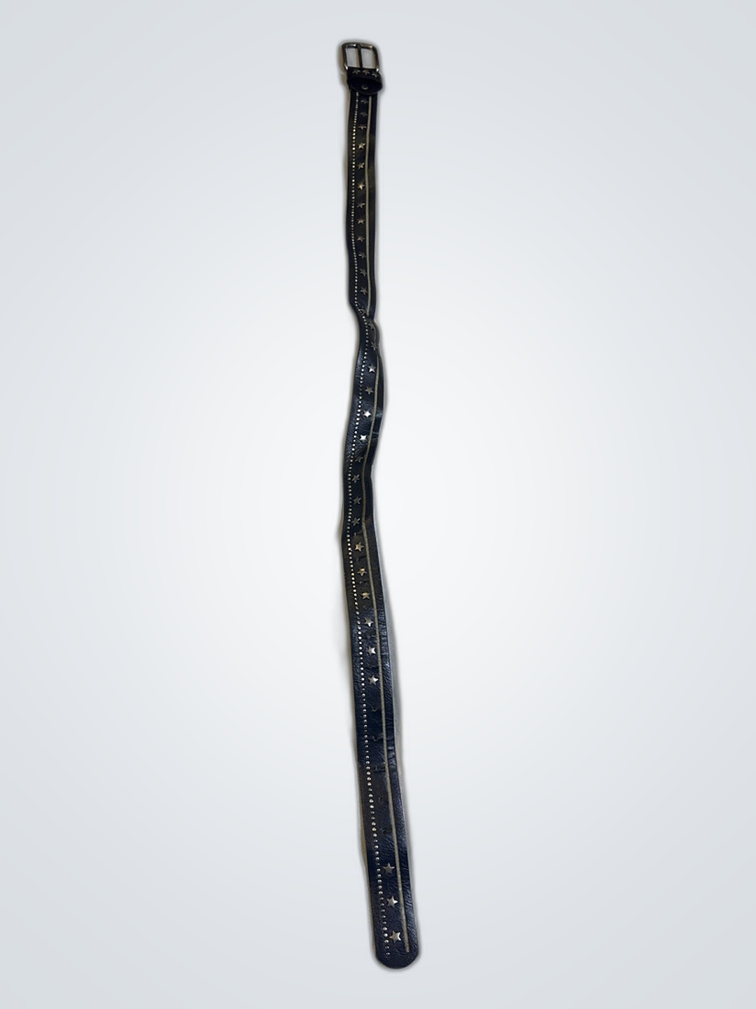 Black Leather Belt with Silver Stars