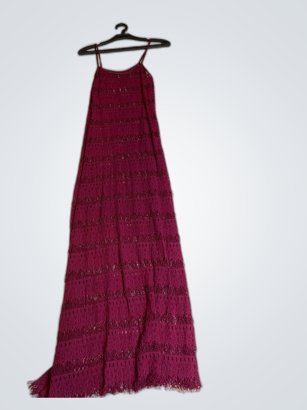Long Maroon Crochet Dress