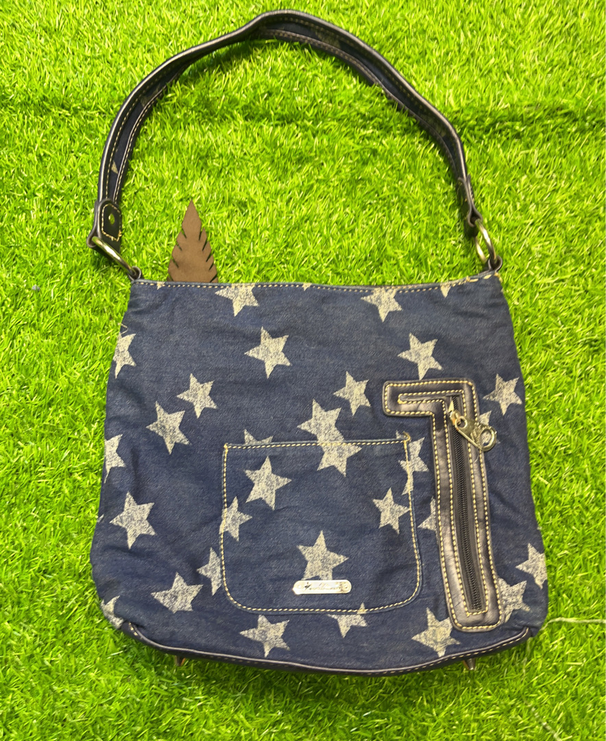 American Flag Star Denim Shoulder Bag