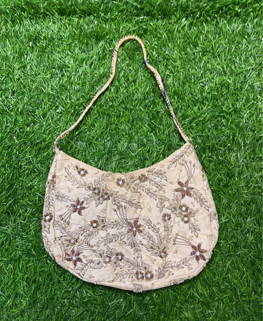 Beige Floral Shoulder Bag