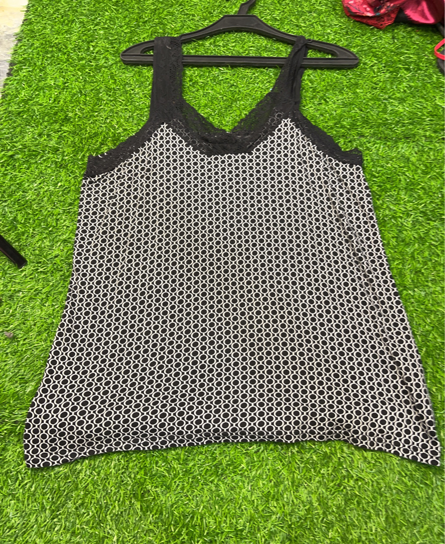 Janina Women's Black and White Mesh Top