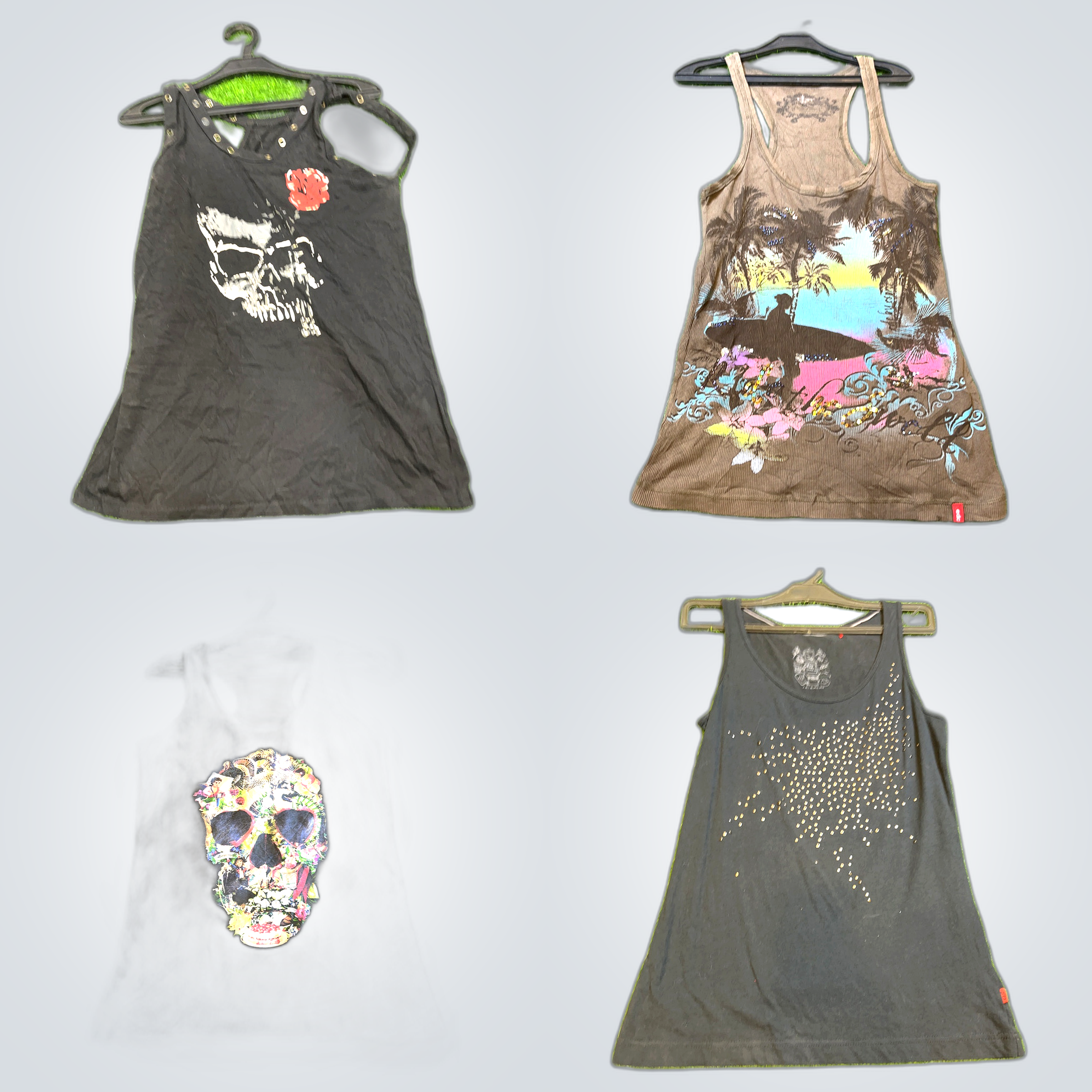 Affliction style sleeveless y2k tops