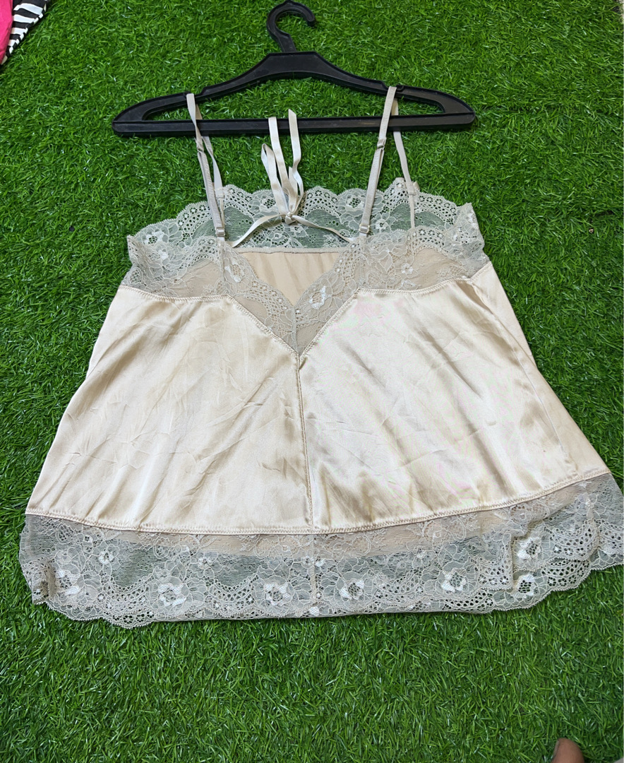 Sottoveste in misto setale con pizzo per donna